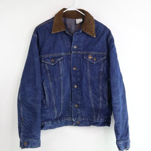 Vintage Denim Jacket Mens XL Blue Chore Barn Blanket Lined Workwear BP Feed - Picture 2 of 13